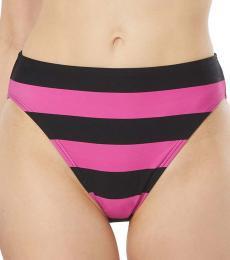 Michael Kors Pink Striped High-Waist Bikini Bottoms
