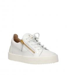 Giuseppe Zanotti White Leather Lace Up Sneakers