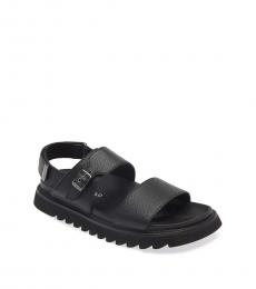 Karl Lagerfeld Black Leather OpenToe Sandals