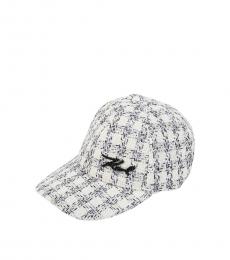 Karl Lagerfeld White Tweed Baseball Cap
