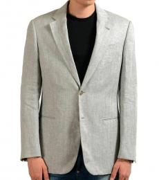 Armani Collezioni Grey Linen Two Button Blazer