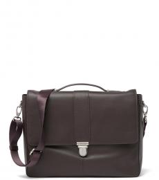 Cole Haan Chocolate Push-Lock Large Briefcase Bag