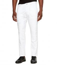 AG Adriano Goldschmied White Apex Distressed Tapered Jeans
