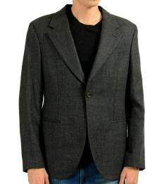 Emporio Armani Dark Grey Wool One Button Blazer