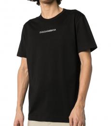 Dolce & Gabbana Black Logo Embroidered T-Shirt
