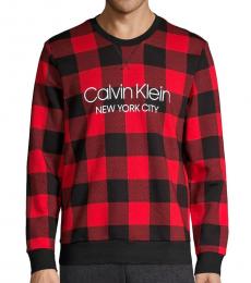 Calvin Klein Black Red Plaid Stretch Sweatshirt