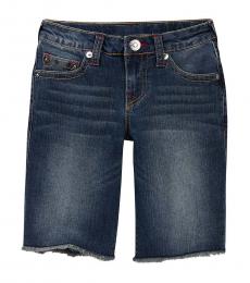 True Religion Boys Blue Grease Slim Single End Shorts