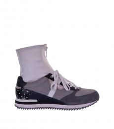 Dolce & Gabbana Grey Hi-Top Fur Sneakers