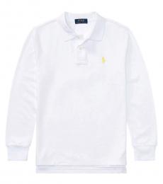 Ralph Lauren Boys White Long Sleeve Mesh Polo
