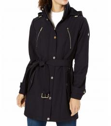 Michael Kors Navy Blue Hooded Belted Raincoat