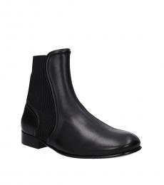 Valentino Garavani Black Slip On Leather Boots