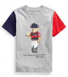 Ralph Lauren Little Boys Heather Multi Polo Bear T-shirt