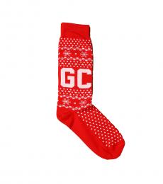 Gcds Orange Logo Cotton Socks