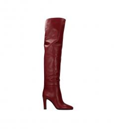 Red Leather Tall Boots