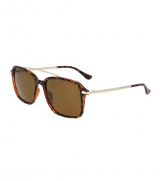 Cole Haan Brown Square Brow Bar Sunglasses
