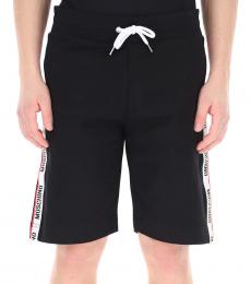 Moschino Black Logo Cotton Bermuda Shorts