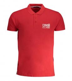 Cavalli Class Red Print Logo Polo