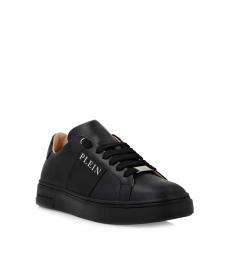 Philipp Plein Black Leather Logo Sneakers
