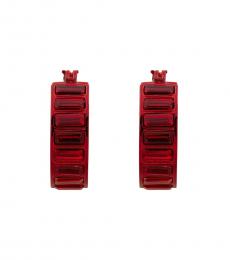 DKNY Red Stone Hoop Earrings