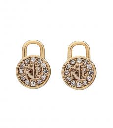 Ralph Lauren Golden Padlock Logo Stud Earrings