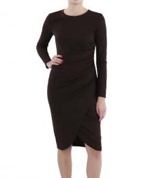 Ralph Lauren Brown Roundneck Long Sleeve Sheath Dress