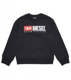 Diesel Girls Black Logo Print Sweatshirt
