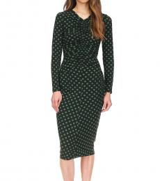 Michael Kors Dark Green Dotted Print Mini Dress