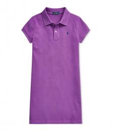 Ralph Lauren Girls Paloma Purple Mesh Polo Dress
