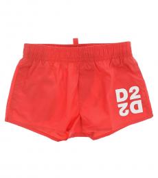 Baby Boys Red Logo Print Shorts Beachwear 