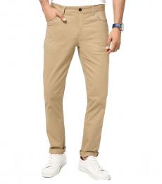 Michael Kors Khaki Parker Slim-Fit Stretch Twill Pants