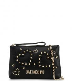 Love Moschino Black Studded Heart Small Crossbody