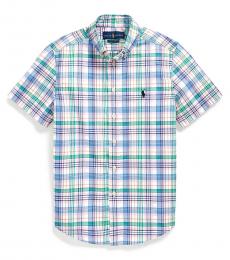 Ralph Lauren Boys Pink/Orange Plaid Poplin Shirt