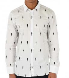 Neil Barrett White Slim Fit Thunderbolt Shirt