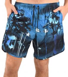 Neil Barrett Dark Blue Printed Boxer Beachwear