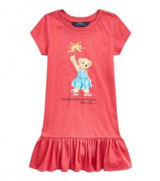 Ralph Lauren Little Girls Nantucket Red Sparkler Bear Dress