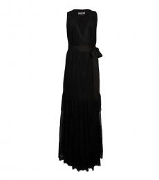 Diane Von Furstenberg Black Tiered-Ruffle Wrap Dress