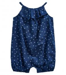 Ralph Lauren Baby Girls Indigo Star-Print Bubble Shortall