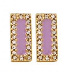 Gold Lilac The Bar Stud Earrings