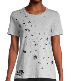 Karl Lagerfeld Grey Sprinkle & Graphic T-Shirt