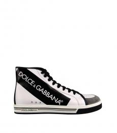 Dolce & Gabbana White Black High Logo Print Sneakers
