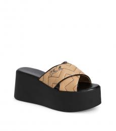 Latte Black Ramona Platform Slide Sandals