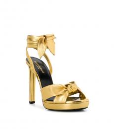 Gold Ankle Strap Leather Heels