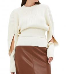 Diesel White Cut-Out Detail Belted Sweater