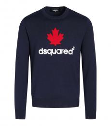 Dsquared2 Navy Blue Logo Knitted Sweater
