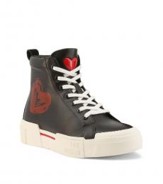 Love Moschino Black Heart Printed High Top Sneakers
