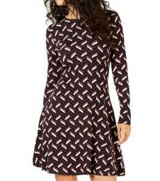 Multicolor Long Sleeves Flared Dress