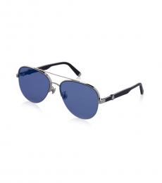 Blue Silver Aviator Sunglasses