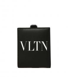 Valentino Garavani Black Logo Neck Strap Bifold Wallet