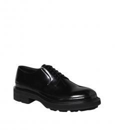 Alexander McQueen Black Textured Lace Up Shoes