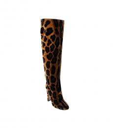 Dolce & Gabbana Leopard Print Slip On Boots